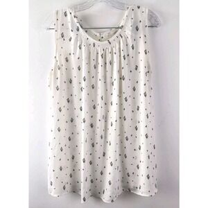 LOFT ANN TAYLOR SEMI SHEER TANK TOP BLOUSE FLORAL PRINT SZ LM